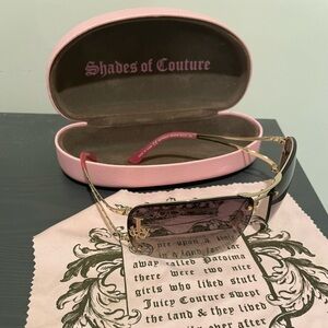 Vintage Juicy Couture Sunglasses with Case Pink Gold